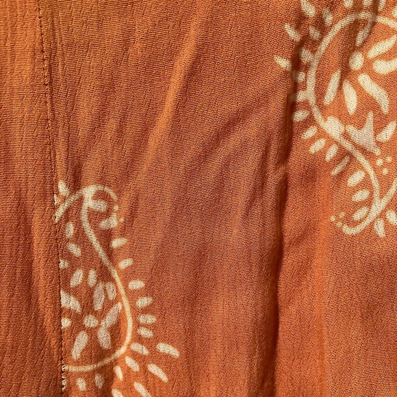 Nusantara Set Pants Shirt Orange Size Small Hippie Gauze button Up Swirl - Picture 4 of 9